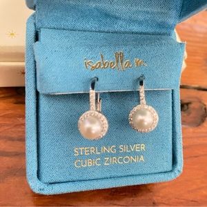 Isabella M. Sterling Silver Pearl Drop Earrings NWT